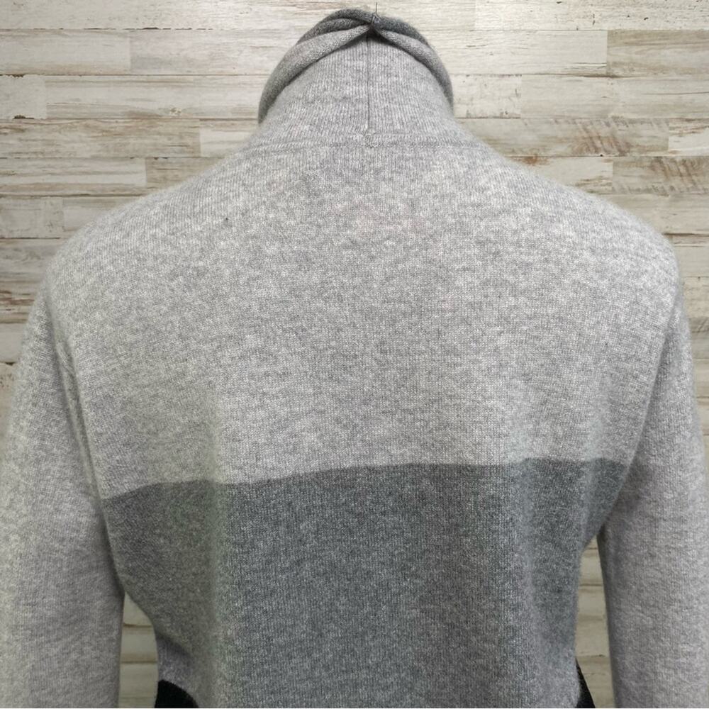 Magaschoni Cashmere Sweater Mock Neck Womens Size M Black Gray Colorblock - Picture 9 of 11